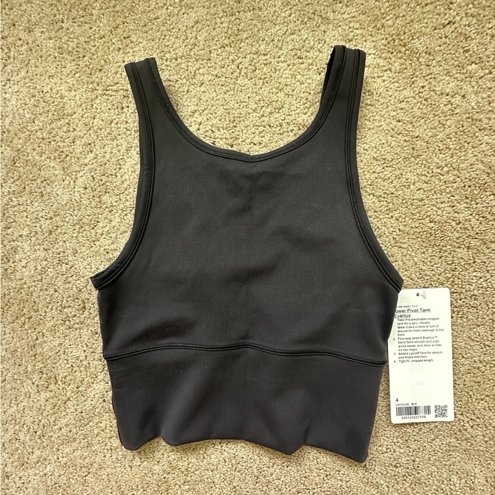 Lululemon Power Pivot Tank NWT Size 4 Black - Picture 1 of 5